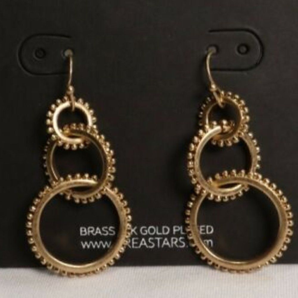Area Stars Gold Tone Interlocking Studded Circle Earrings
